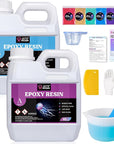 80Oz Crystal Clear Casting Resin Kit,Bubbles Free Epoxy Resin Supplies,Clear Resin for Craft,Tumblers,Molds,Jewelry,Resin and Hardener with 6 Mica Powders,Large Silicone Cup
