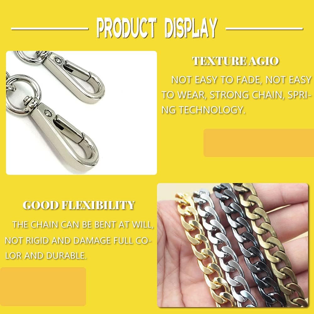 4 Pack 47" Purse Chain, 4 Colors Bag Chain Crossbody Chain Strap Replacement