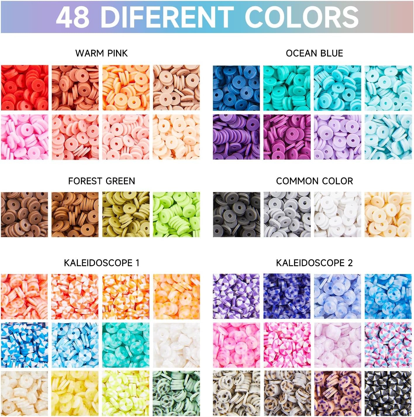 11000 Pcs Clay Beads for Bracelet Making Kit, 48 Colors Flat round Polymer Clay Beads, Friendship Bracelet Kit Heishi Beads for DIY Jewelry Making, Crafts Gift for Girls Teen Ages 6-12