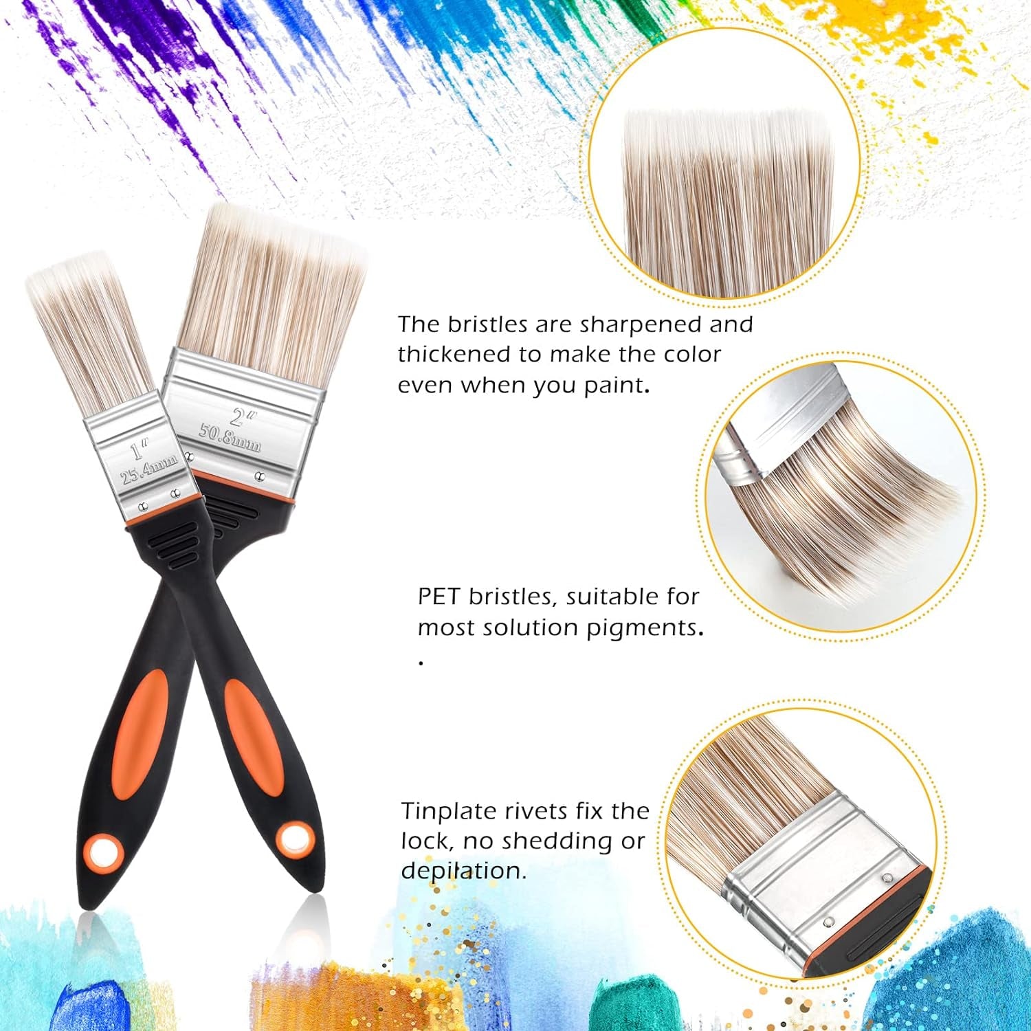5 Pieces Painting Knife Set Background Blender Brush and Fan Blender Artist Brush Stainless Steel Palette Knife 2 Inch and 1 Inch Landscape Brush for Oil Canvas Acrylic Painting