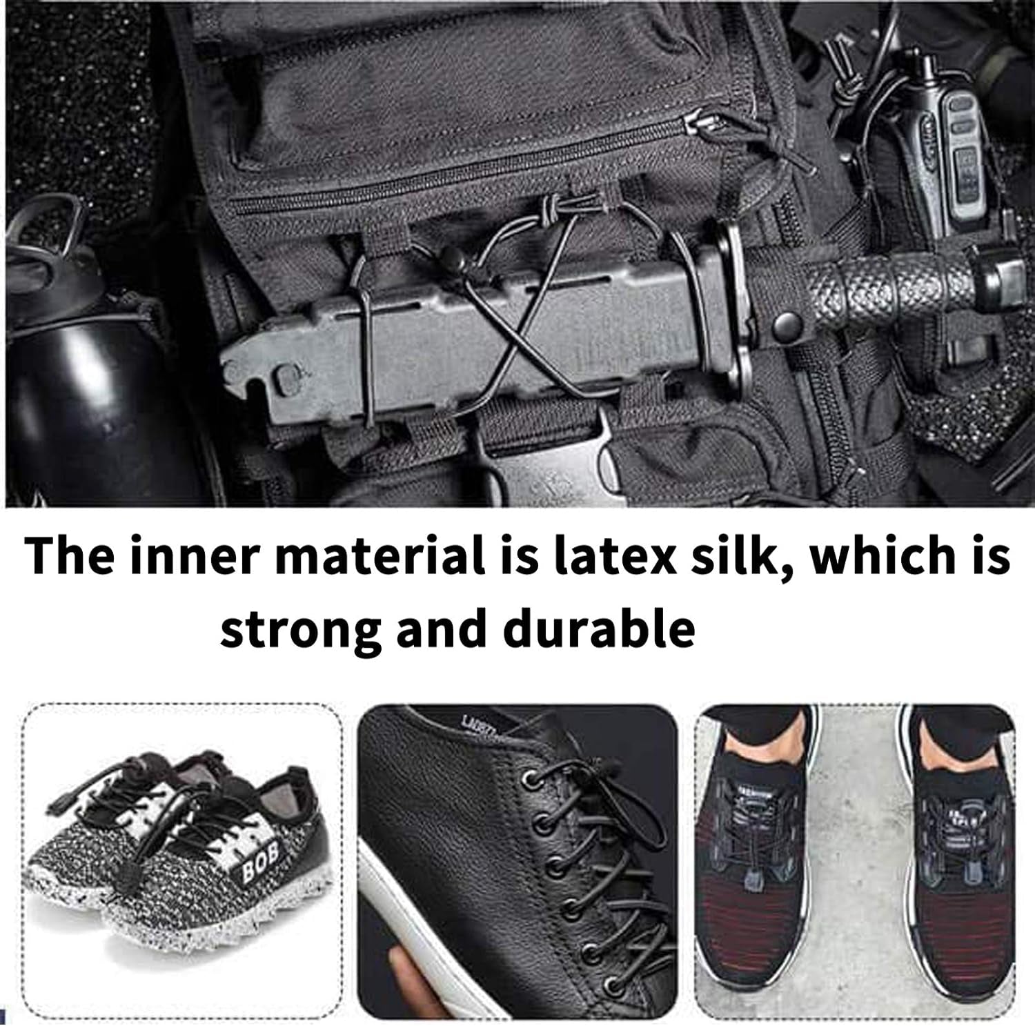 UD 40Pcs Plastic Cord Locks with 18-Inch 65Ft Elastic Cord Stretch String for Drawstring, Shoelaces, Clothing, Backpack, Bags (Black)