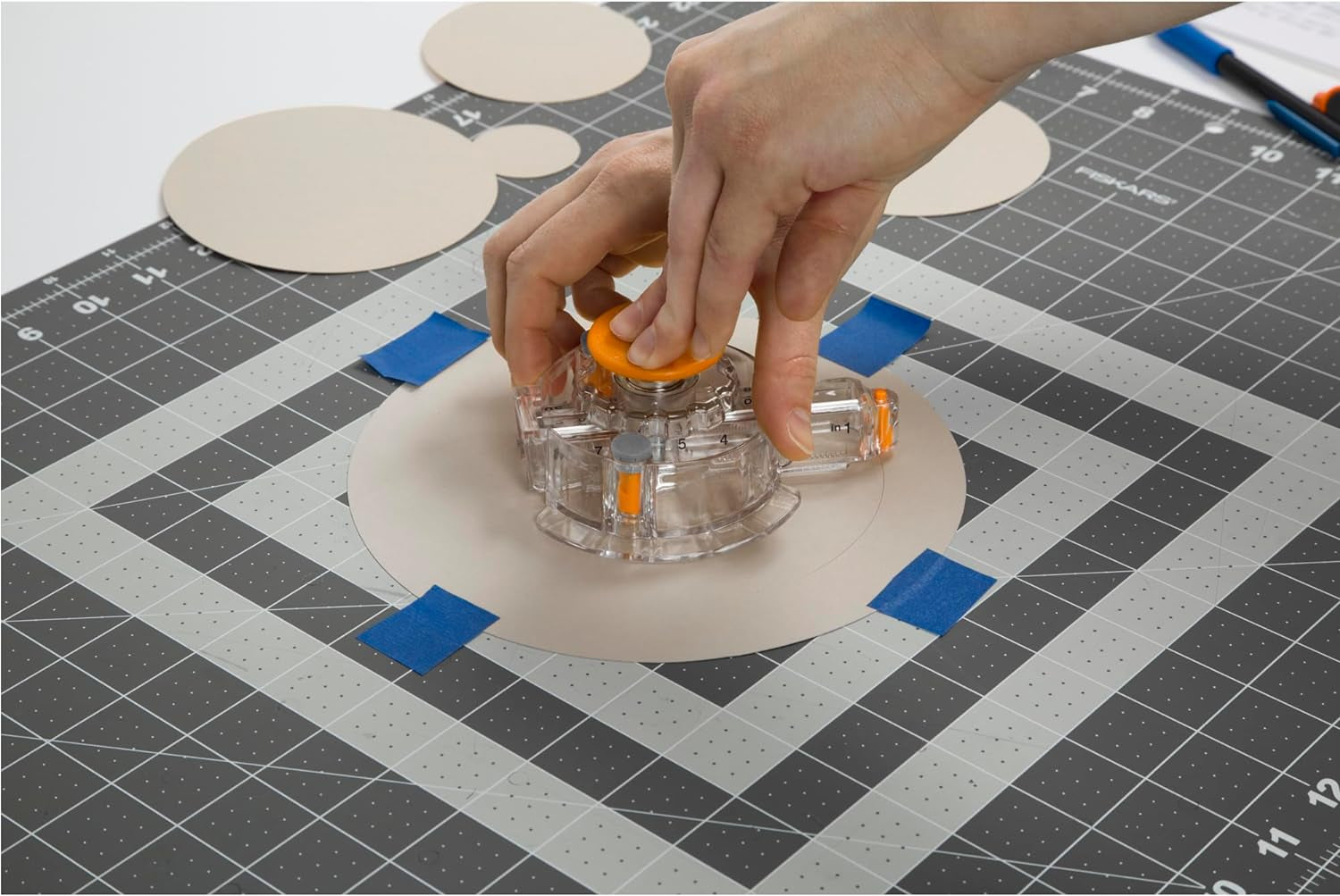 Circle Cutter with 3 Replacement Blades - 1" to 8” Cut Length - Arts and Crafts Paper Cutter - Clear/Orange