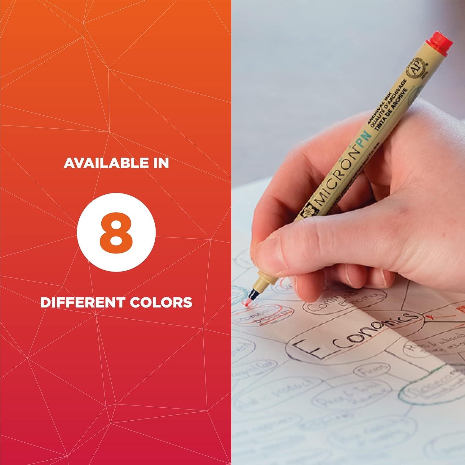 Pigma Micron Plastic Nib Pens - Archival Black and Colored Ink Pens - Pens for Writing, Drawing, or Journaling - 0.45 Mm Plastic Nibs - 8 Pack