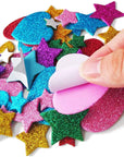 260 Pieces Colorful Glitter Foam Stickers Self Adhesive Stars Mini Heart Shapes Glitter Stickers, Kid'S Arts Craft Supplies Greeting Cards Home Decoration Stars&Heart Shapes