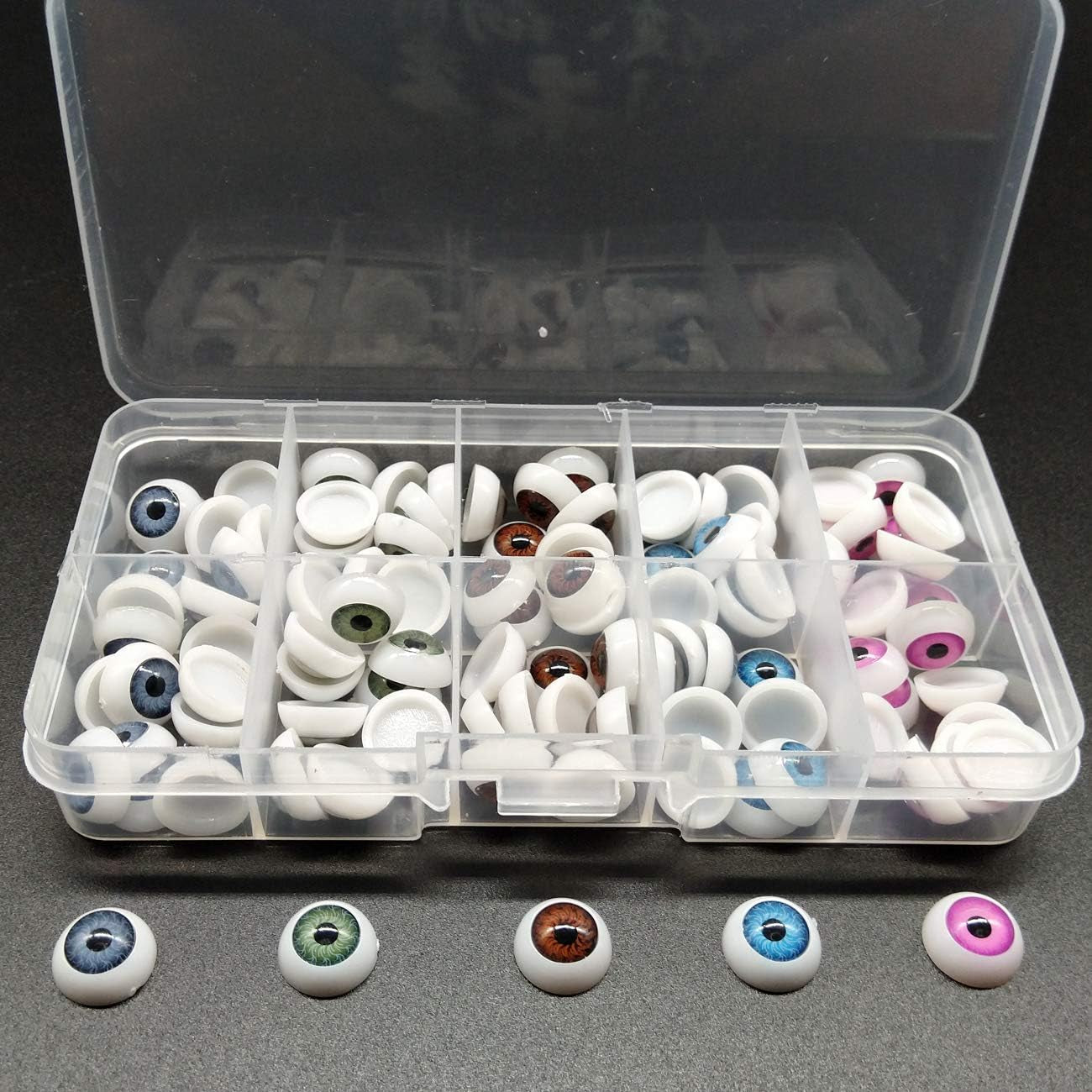 100Pcs/Box 12Mm Doll Eyeballs Half round Acrylic Eyes for DIY Doll Bear Crafts Halloween