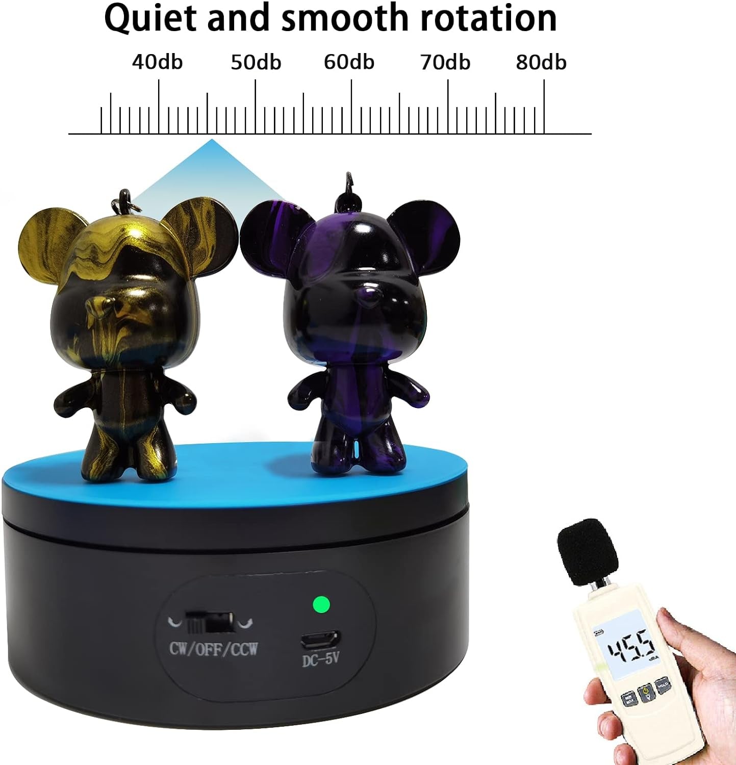 Motorized Rotating Display Stand,Turner Cup Platform for Epoxy Glitter Tumbler, 360 Automatic Mute Rotating Turntable, Tumbler Making Supplies Spinner, Base for Product Video Show ,Balck 4.72In