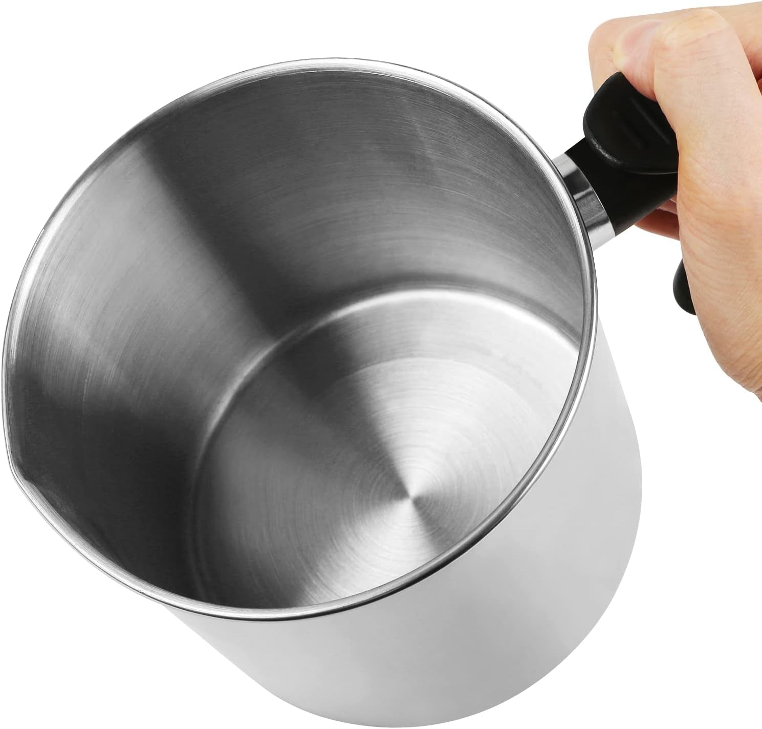 Candle Making Pouring Pot,2 Pounds Capacity,Double Boiler Wax Melting Pot,Dripless Pouring Spout &amp; Heat-Resisting Handle Designed Candle Making Pitcher, Silver