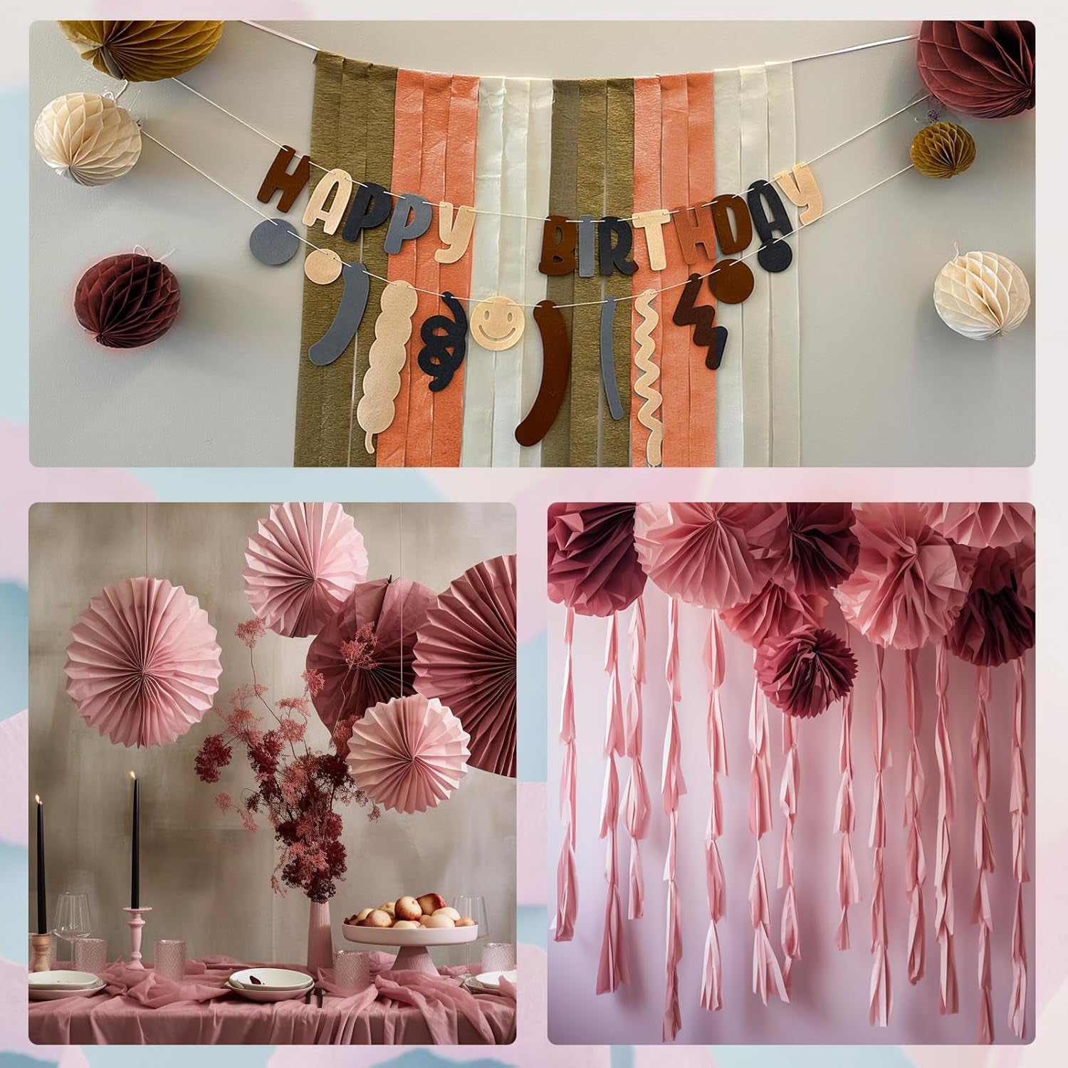 Crepe Paper Flowers, 8 Rolls Wide Crepe Paper Sheets with 2 Floral Tape, Crepe Paper Roll Decorative Party Streamer Flower DIY Kits for Festival Wedding Party Flower Making Supplies(Dried Rose Series）