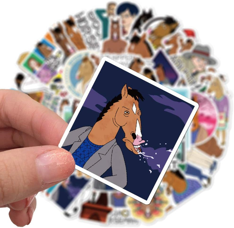 50Pcs Bojack Horseman Waterproof Stickers for Water Bottle Cup Laptop Bike Skateboard Luggage Box Vinyl Graffiti Patches BRJHSL