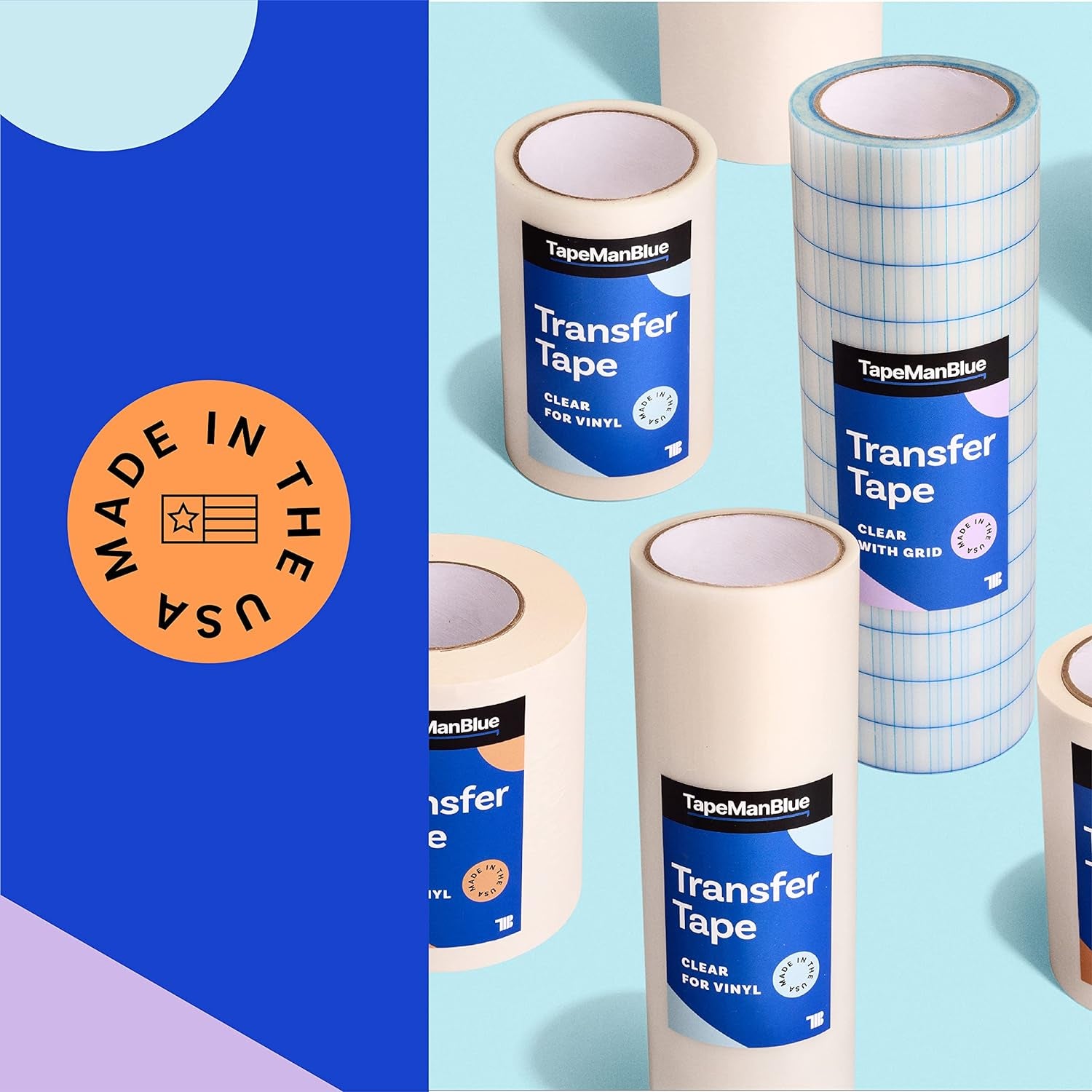 Transfer Tape for Vinyl, 24 Inch X 100 Feet, Clear Film with Medium-High Tack Adhesive. American-Made Application Tape for Vinyl Graphics