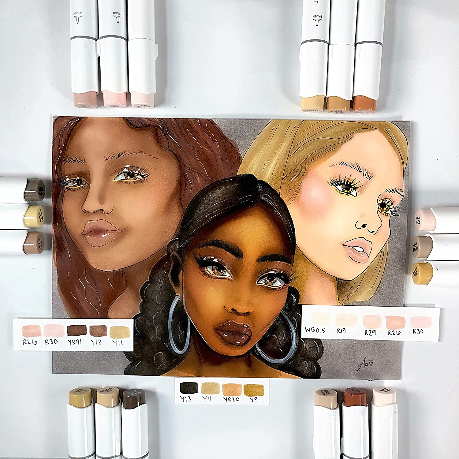 Alcohol Markers Skin Tone Brush Tip -Skin Color Art Marker Set for Artist Adults Coloring Illustration -36 Portrait Colors - Refillable Ink - Brush & Chisel Dual Tips- Honolulu of  Markers