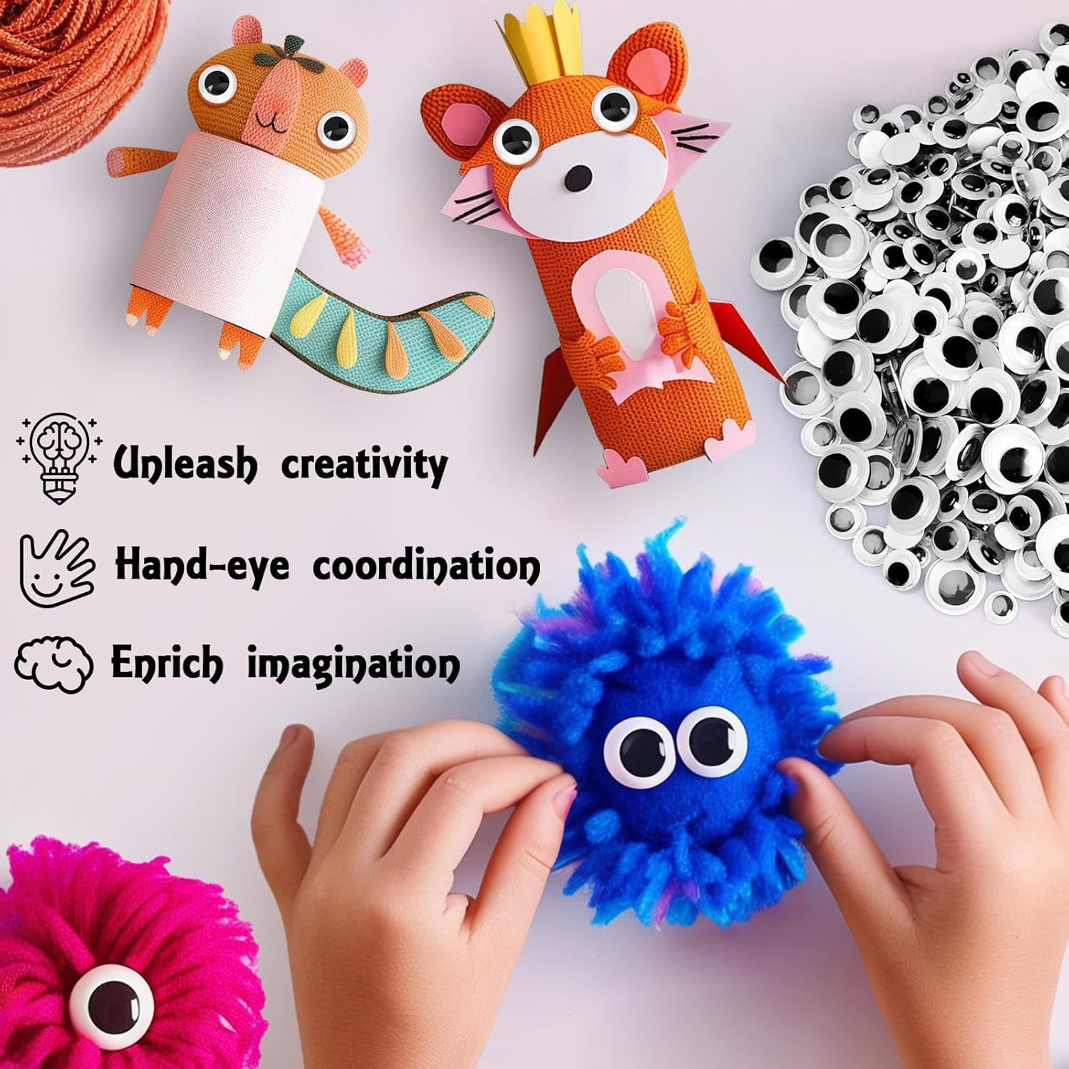 1200Pcs Black Wiggle Googly Eyes, 3D round Plastic Sticker Eyes, Self-Adhesive Eyes DIY Scrapbook Crafts Decoration, Crafts Gifts for Kids Age 4+ (4Mm-12Mm)