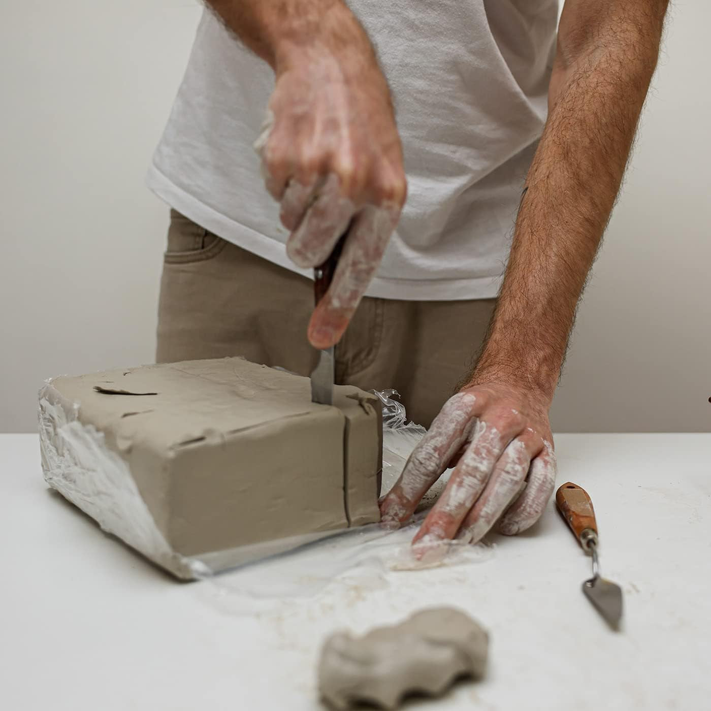 Stone Air-Dry Clay 15LB Wih 3 Colors White, Gray & Terra Cotta 5Lb Each- Ideal for Beginners and Advanced Sculptors All-Purpose Modeling Clay (White, Gray & Terra Cotta)