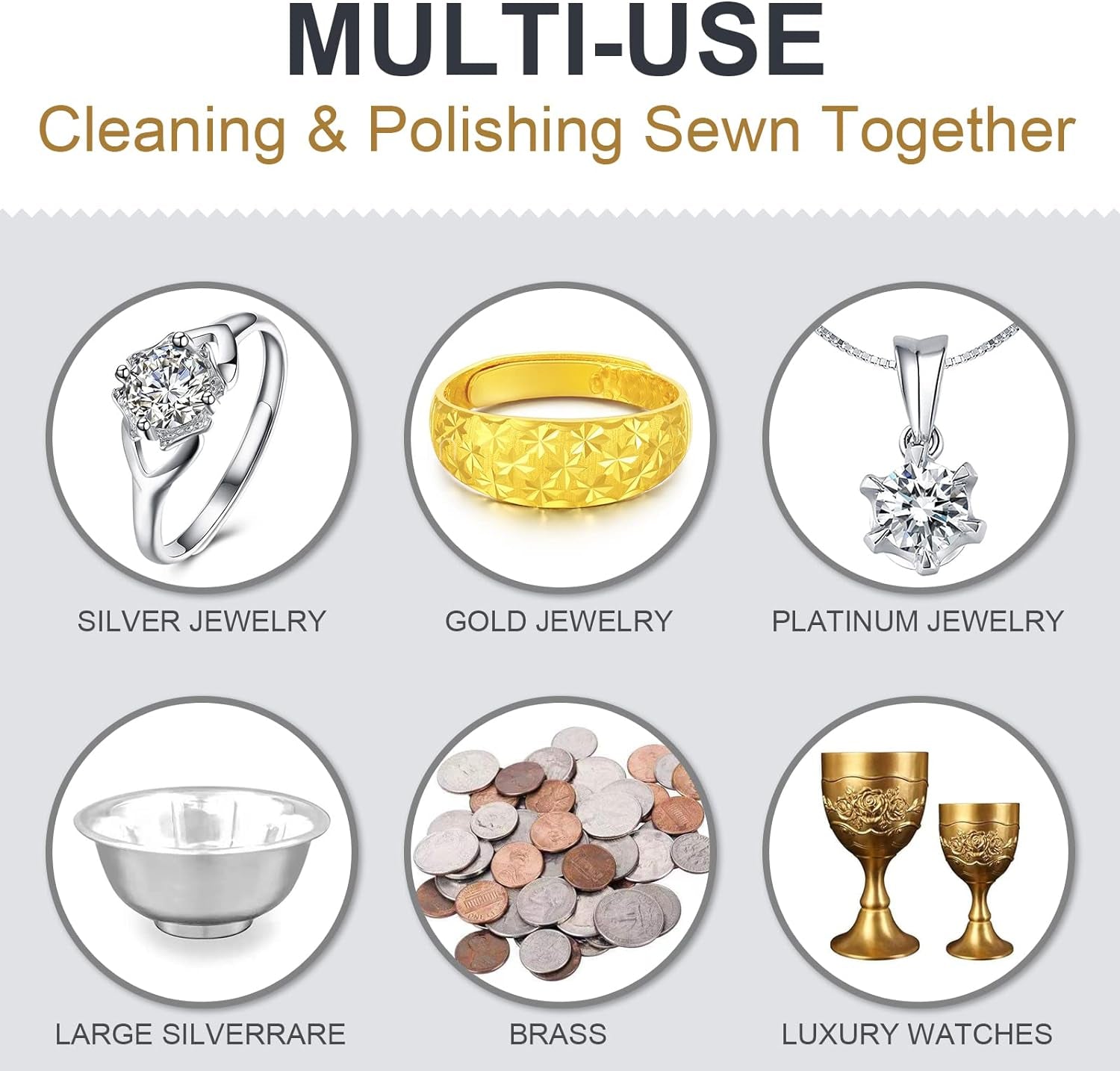 2 PCS Jewelry Cleaning and Polishing Cloth, 100% Pure Cotton Silver Polishing Cloth for Sterling Silver & Gold & Platinum Jewelry and Large Silverware, Reusable Soft Jewelry Cleaning Cloth