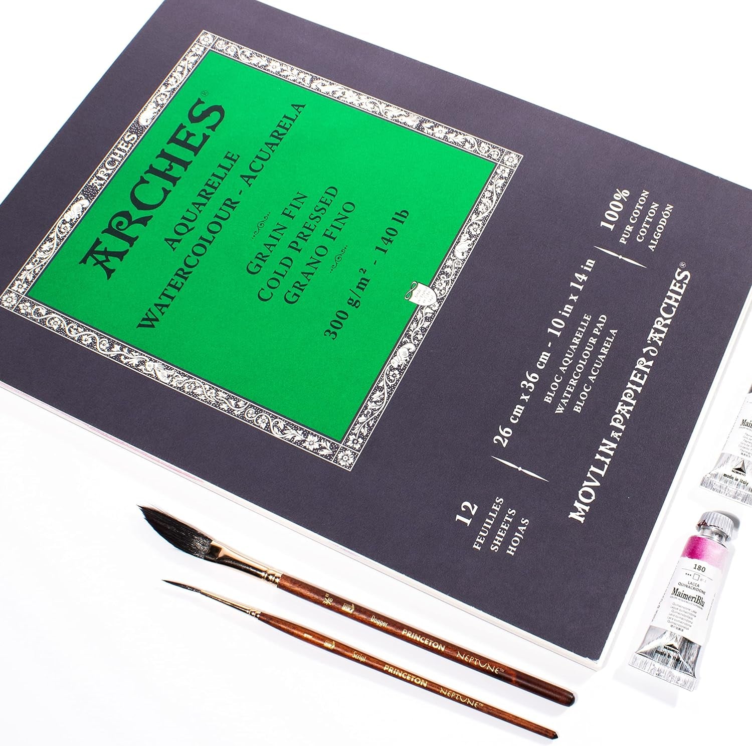Aquarelle Watercolor Pad, Cold Pressed, 140Lb/300Gsm, 12 Sheet, 10X14 Inch,  Watercolor Paper 100% Cotton