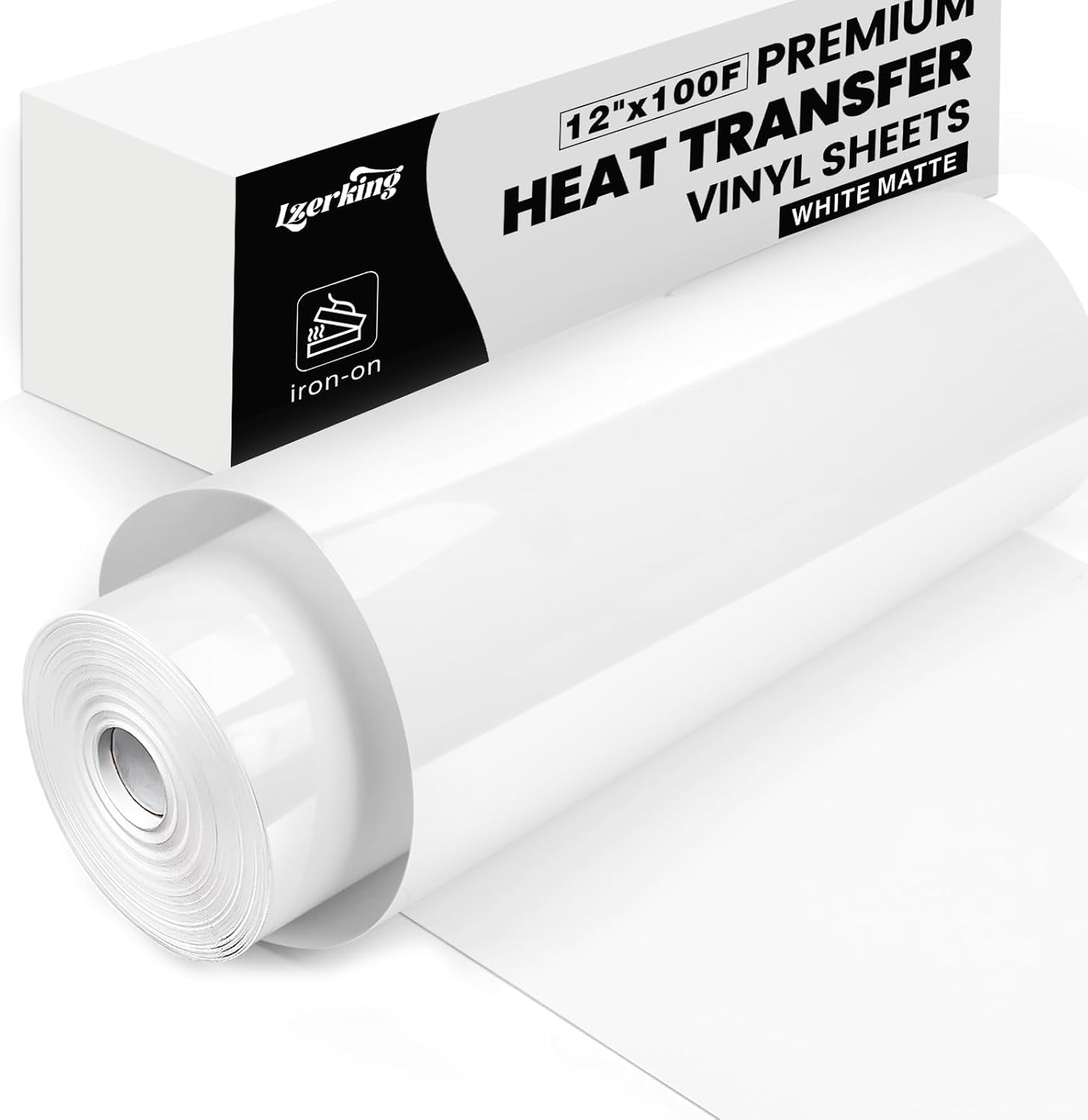 Vinyl Heat Transfer 12" X 100Ft-White Matte Htv Iron on Vinyl Roll for Cricut/Cameo Bundle, DIY Shirts, Bags, Socks, Shoes, Pillow and Other Frabic - Washed and Easy to Cut & Weed