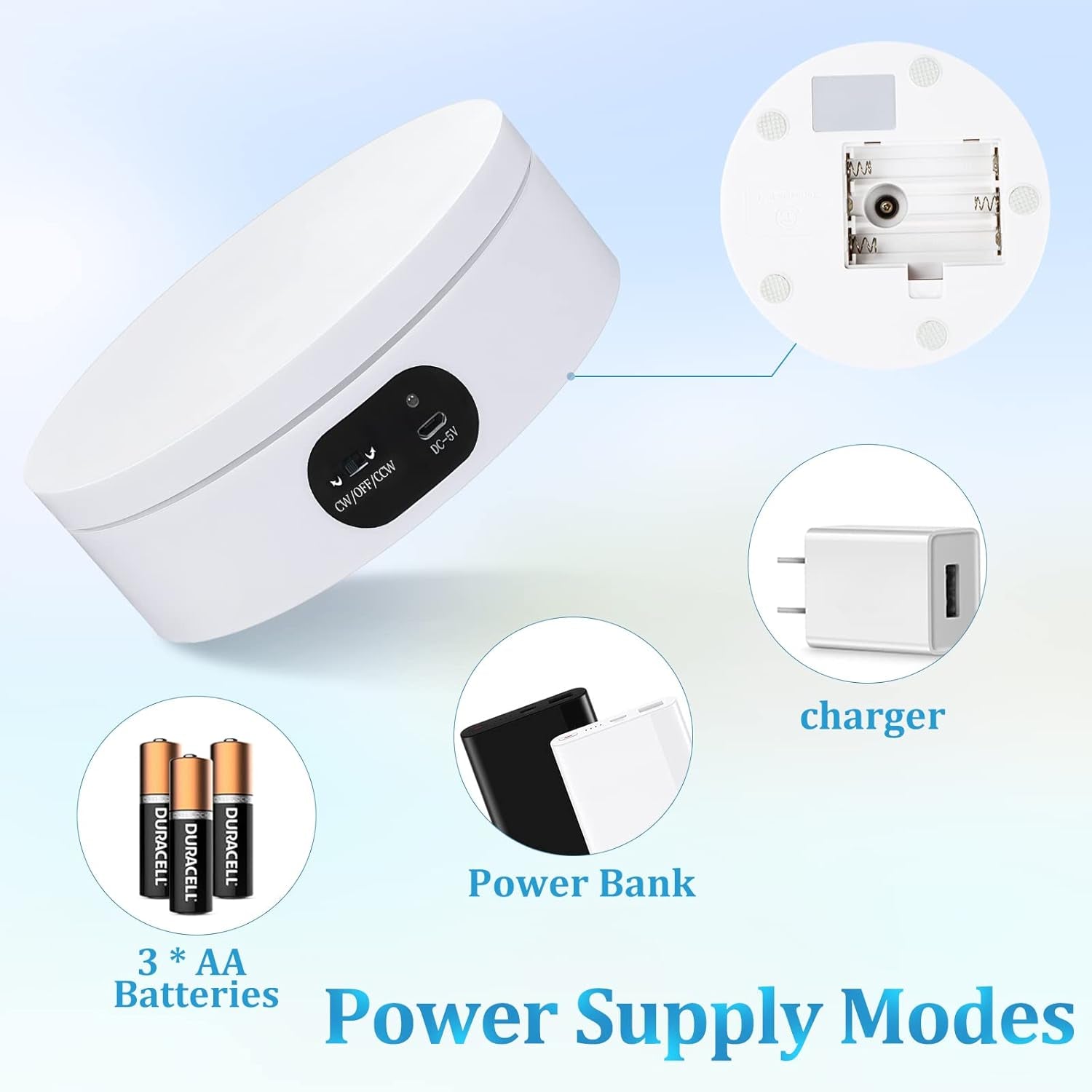 Exhibition Stand for Sublimation Tumbler, 360° Automatic Mute Rotating Revolving Platform 12Oz, 20Oz&50Oz Heat Press Blanks Tumblers Skinny Straight, Cup(White), White-01 (ZT-001)