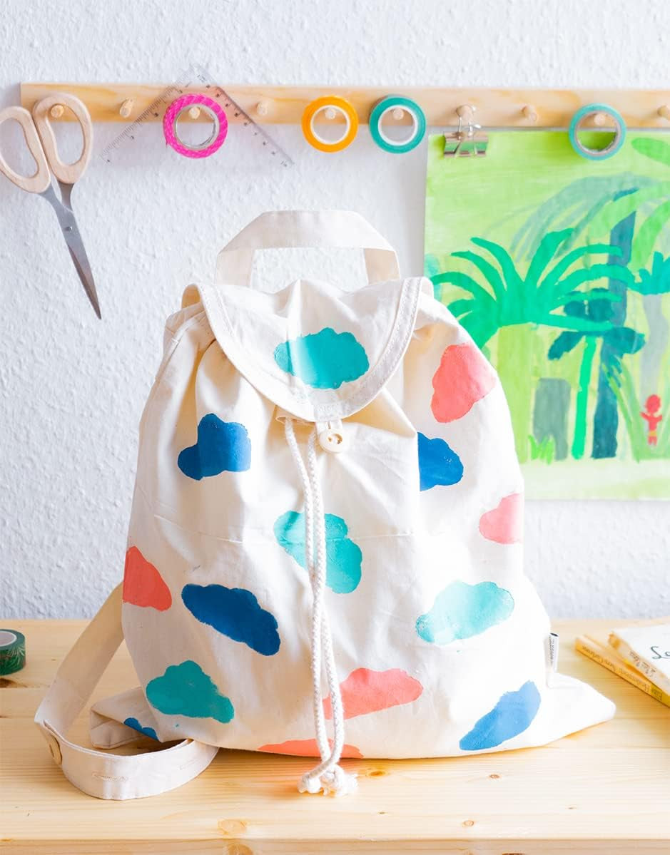 Fabric Screen Printing Ink - Set of 5 Colors Water-Based Screen &amp; Block Printing Ink - Primary Yellow, Magenta, Cyan, Buff Titanium Light, and Carbon Black Screen Print Ink - Large 100Ml Tubes