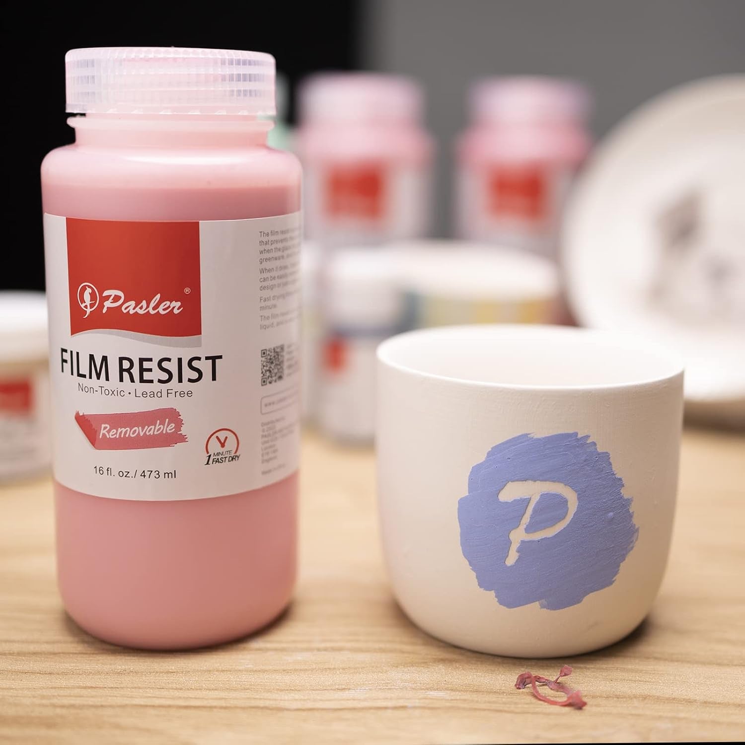 Film Resist,Latex Resist, for Pottery,Bisque or Greenware,Removable Water-Based Film,16 Fl Oz / 473 Ml