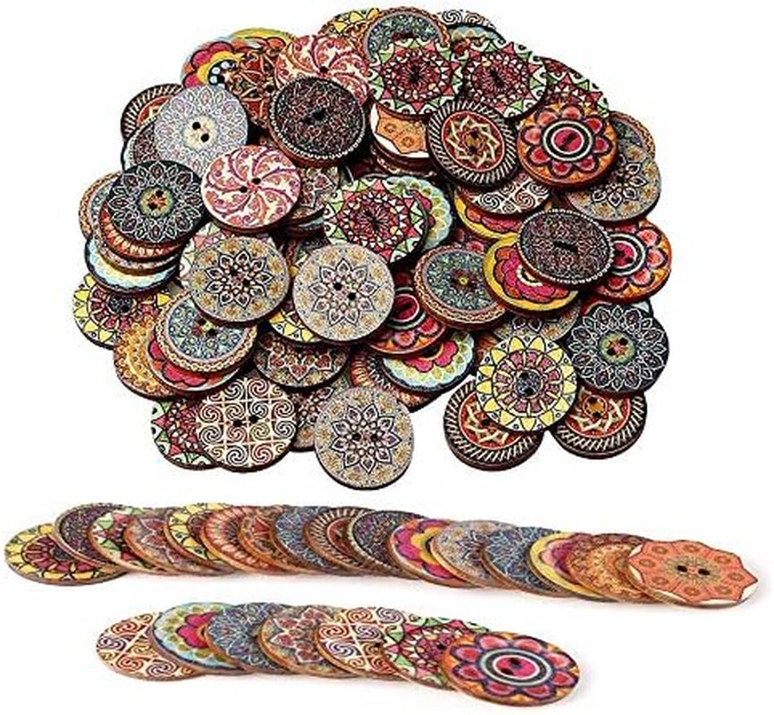 200Pcs Wood Craft Buttons 20Mm Bulk Wooden Buttons for Crafts Vintage Button for Sewing