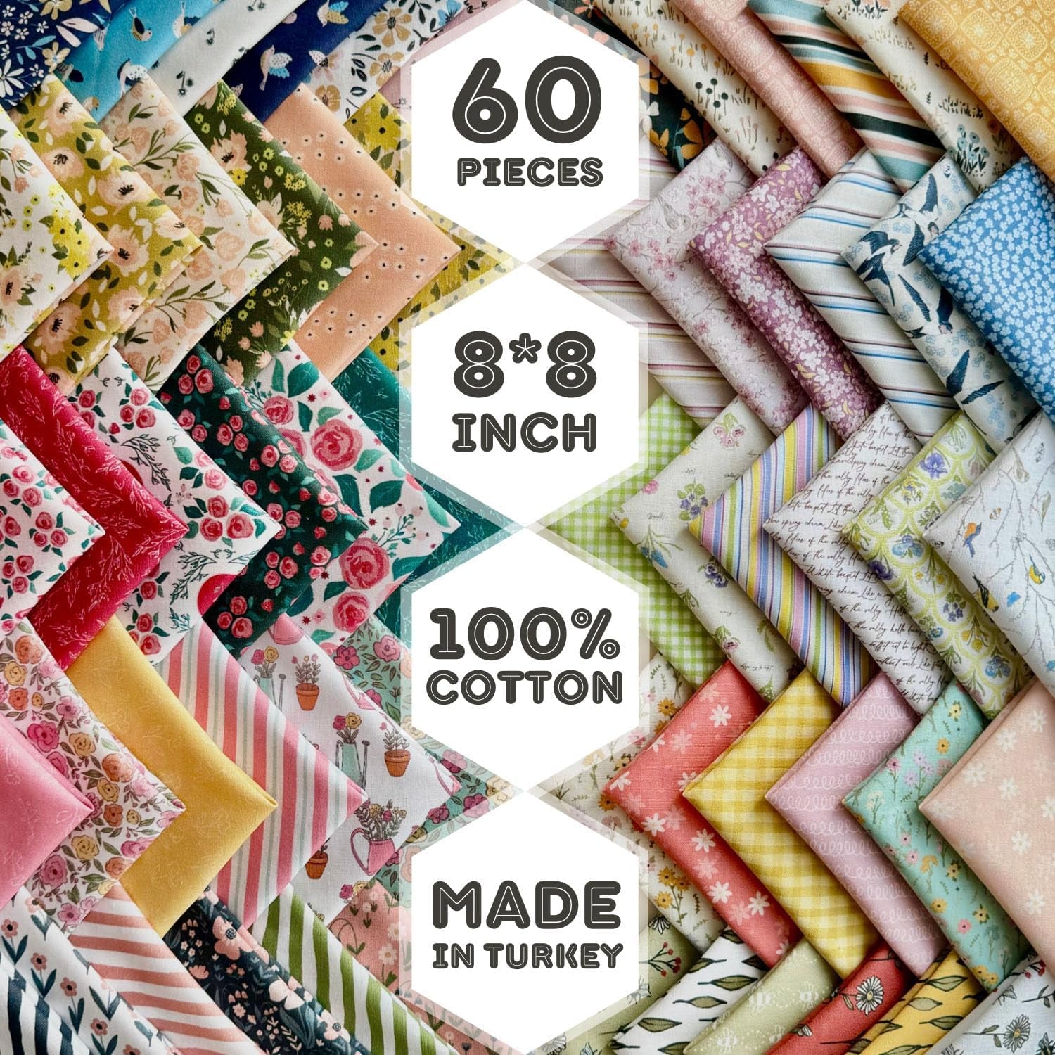 100% Cotton 50 PCS 8 X 8 Inches (20Cm X 20Cm) Softnes Cotton Fabric Bundle Squares for Quilting Sewing Fabric Squares for Craft Patchwork Fabric Set Turkish Quality (50 Solid Color Fabric Set)