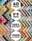 100% Cotton 50 PCS 8 X 8 Inches (20Cm X 20Cm) Softnes Cotton Fabric Bundle Squares for Quilting Sewing Fabric Squares for Craft Patchwork Fabric Set Turkish Quality (50 Solid Color Fabric Set)
