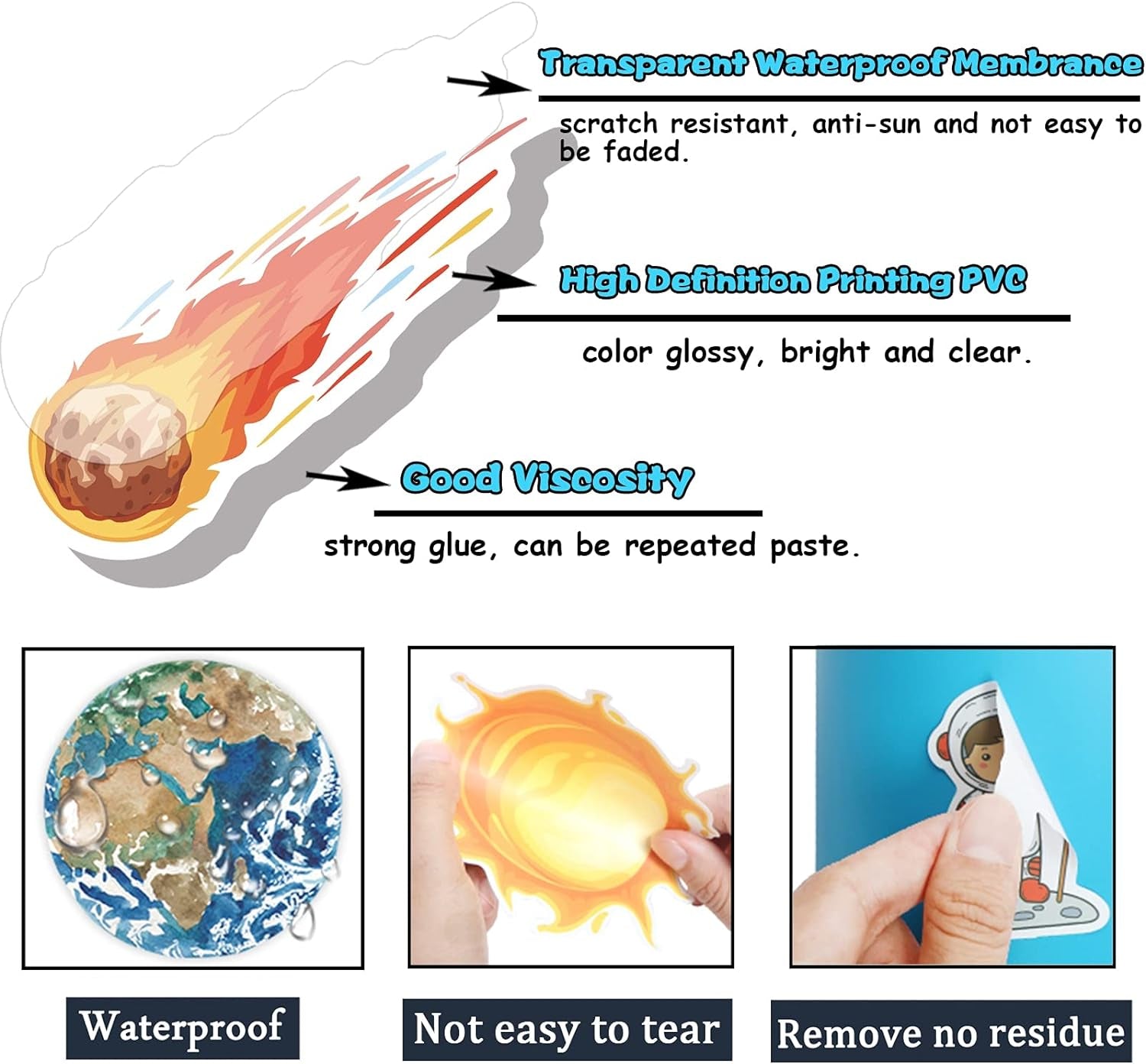65Pcs Space Vinyl Stickers Pack for Laptop Water Bottle, Solar System Stars Planets Waterproof Stickers for Kids Teachers Students, Astronaut Galaxy Stickers for Scrapbook Luggage