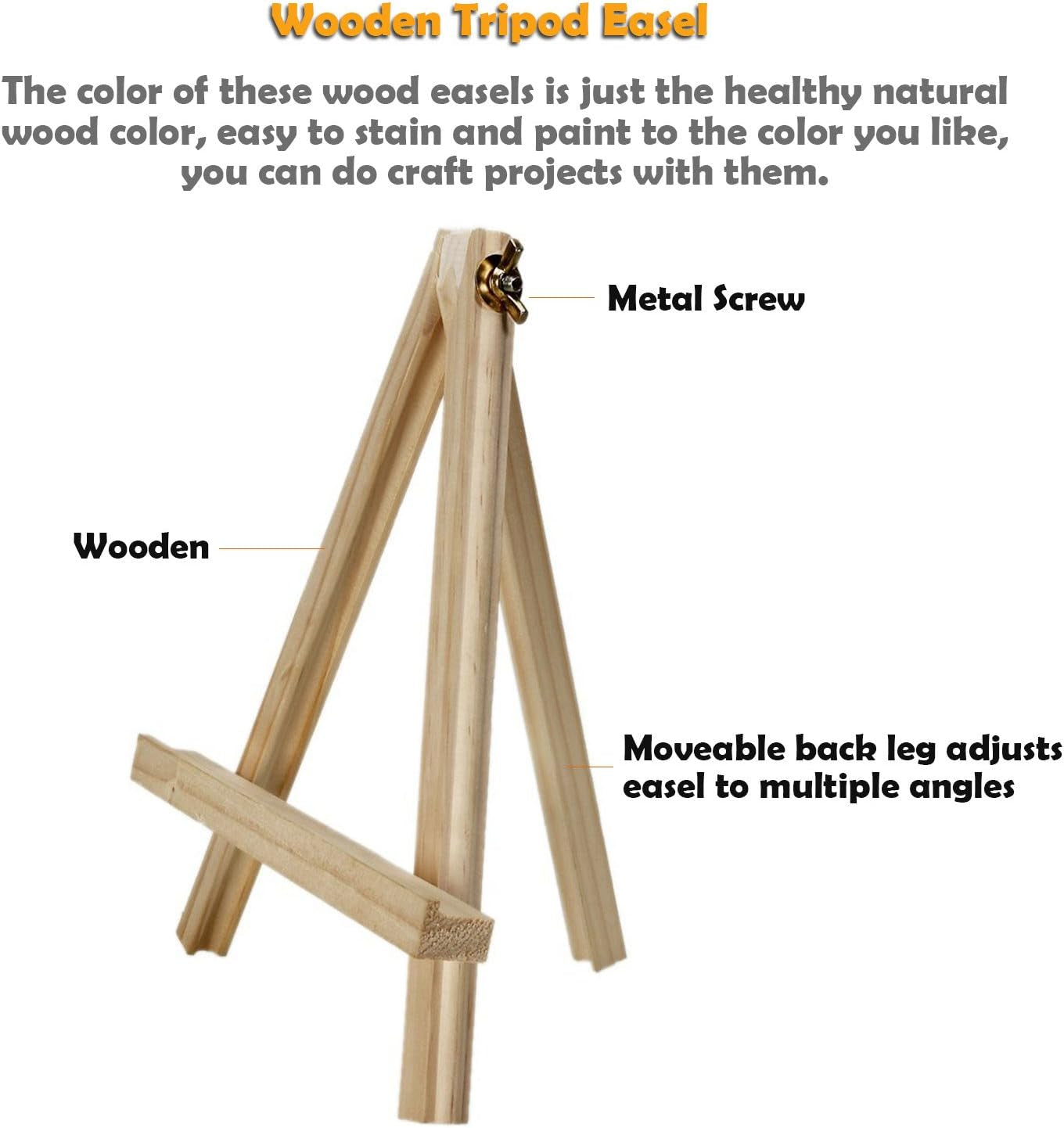 AUVOTTOKA Portable 9" Wood Tripod Tabletop Display Easel for Artist Painting, Sketching, Displaying Photos, Decorative Plates and More