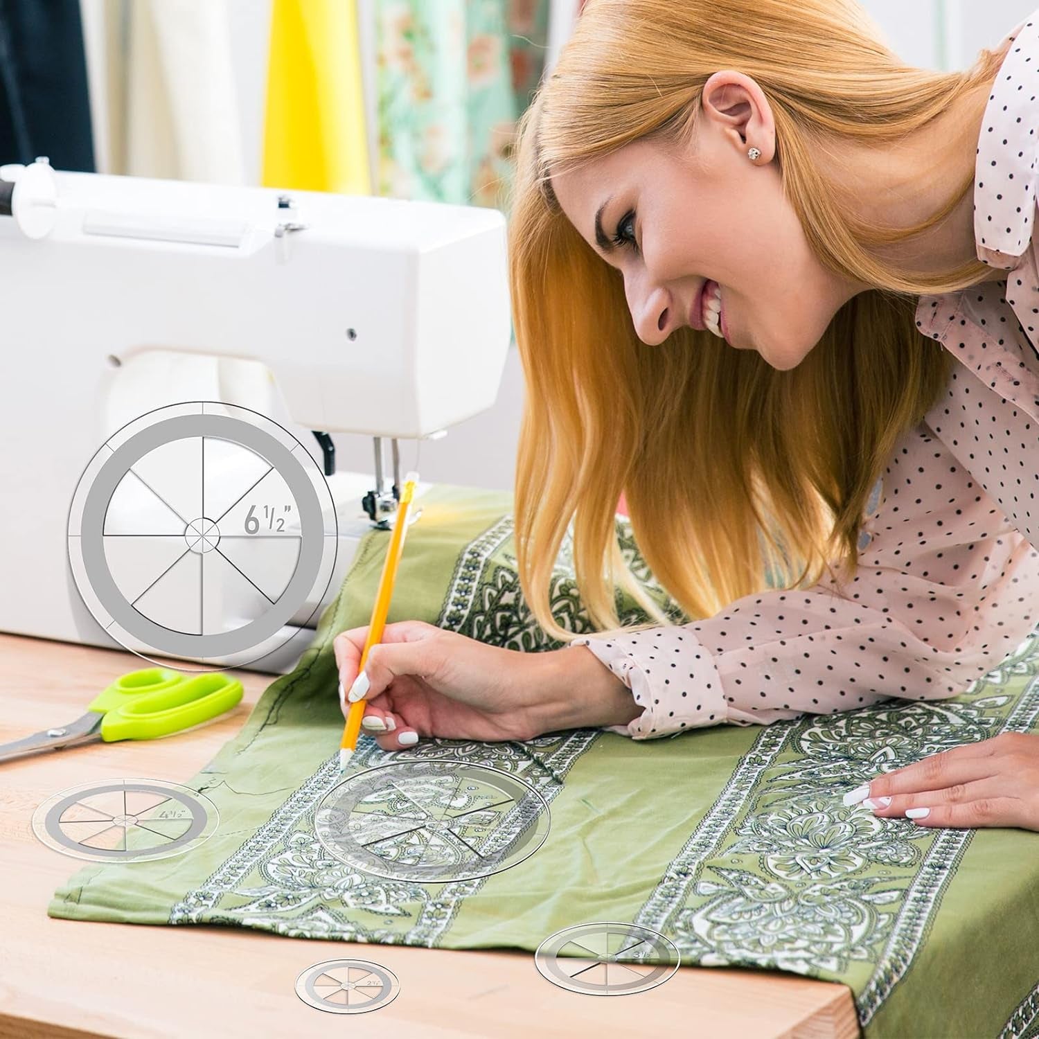 5 Pcs Circle Ruler Quilting Template Set Circle Templates for Quilting Circle Rulers Quilt Arc Circle Cutter Ruler, 5 Sizes (Stylish)