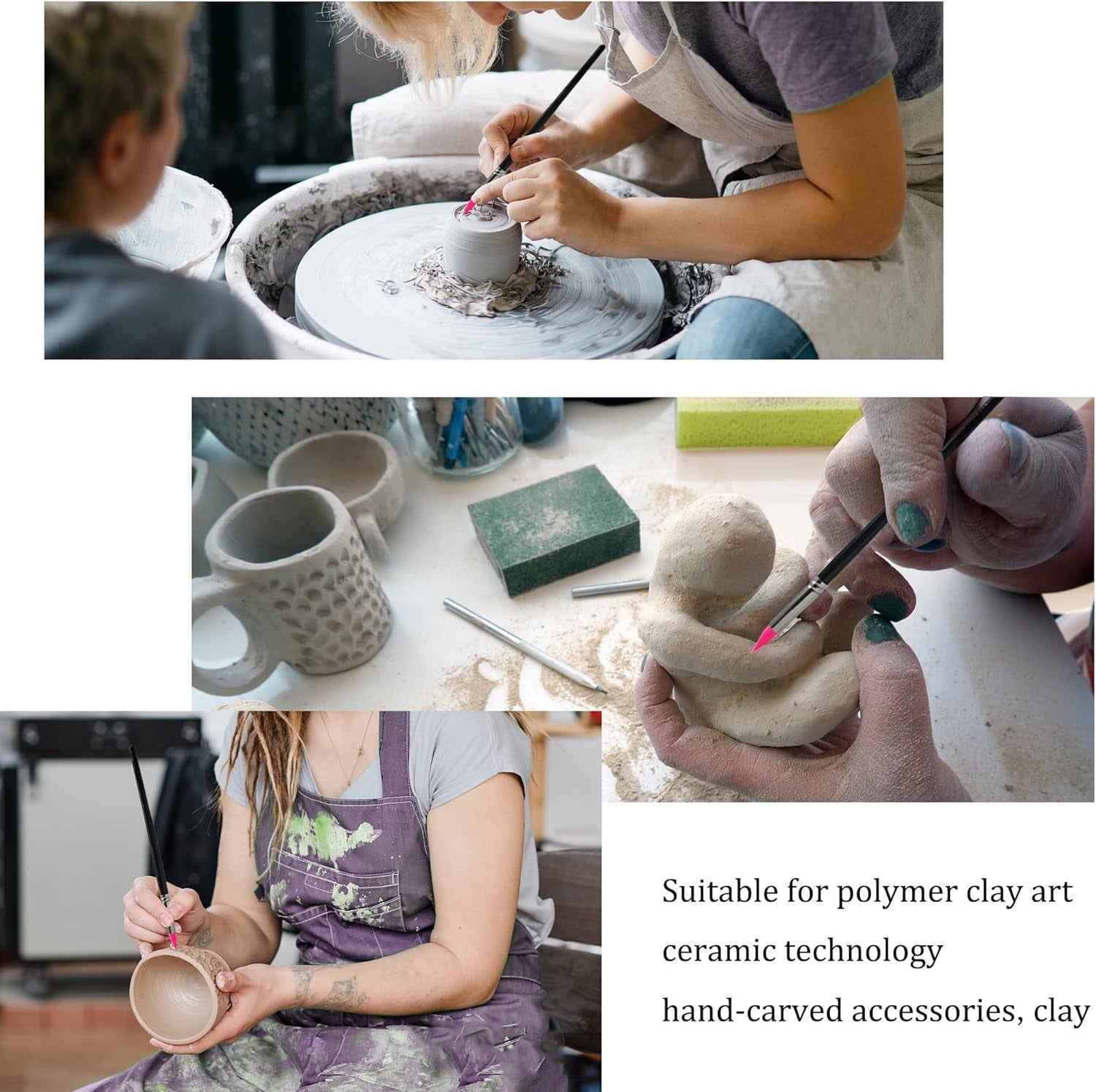 Professional Silicone Rubber Tip Paint Pens Brushes，5Pcs Silicone Paint Brush，Silicon Color Shapers Brushes，Rubber Paint Brush，Silicone Artist Brushes，Flexible Clay Sculpture Tools （Size 8）