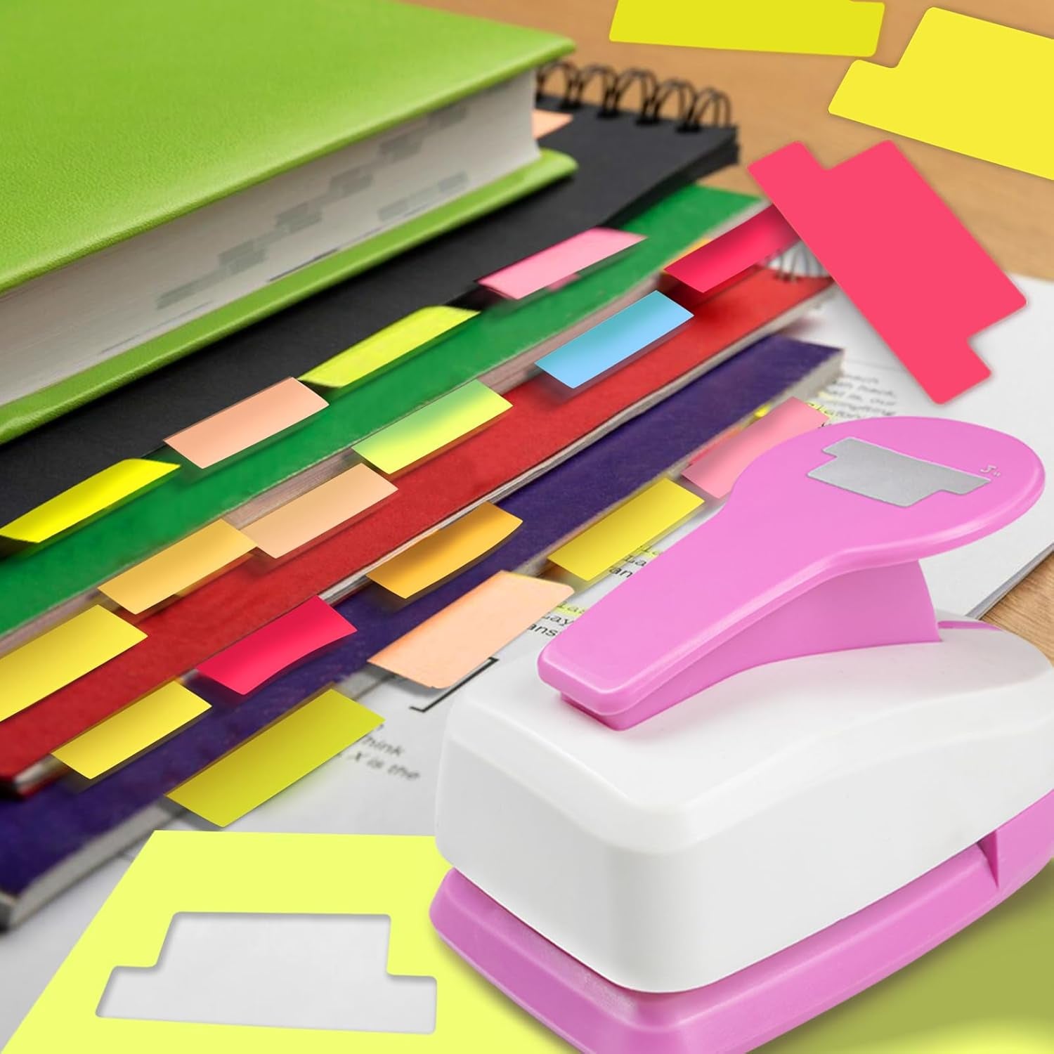 2 Inch Tab Paper Punch, Tab Punch for Paper Crafts, Tab Hole Punch, Pink Paper Punches for Crafting, File Tab Punches, Tab Craft Punches for Scrapbooking, Planners, Book Tab