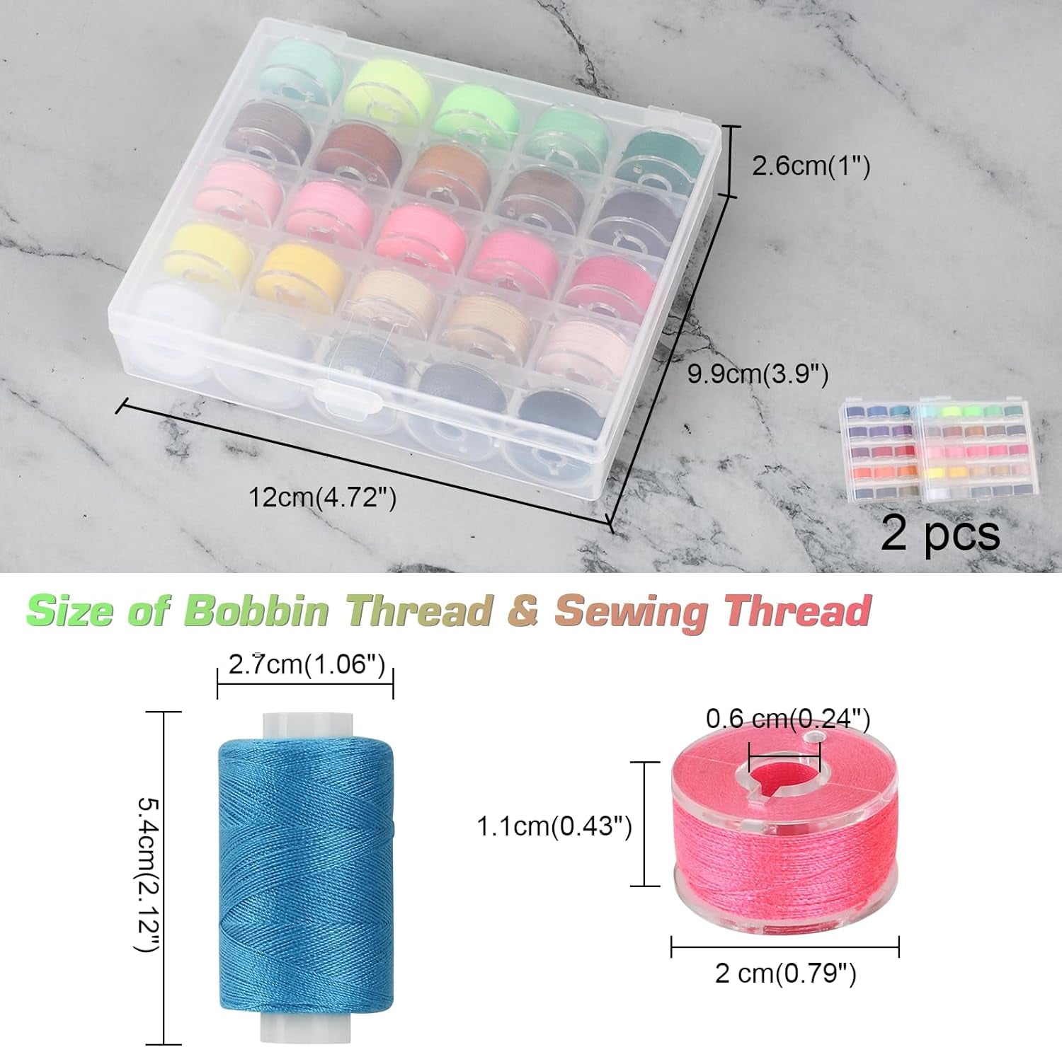 100Pcs Bobbins Sewing Threads Kit, 500 Yard per Polyester Thread Spools, Prewound Bobbins with Case, Sewing Threads for Sewing Machine, Sewing Supplies for Hand, Travel, DIY and Home, 50 Colors