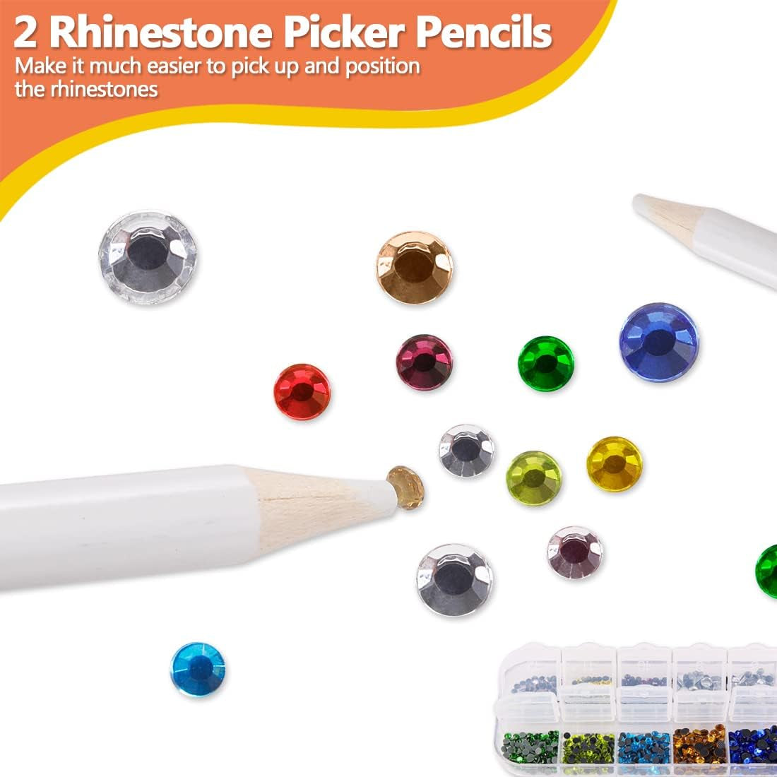 Hotfix Applicator,  Hotfix Rhinestones Applicator Bedazzler Kit with Rhinestones Wand Setter Tool and Mixed Color Rhinestone, Rhinestone Picker, Hotfix Tips, Tweezer and Brush