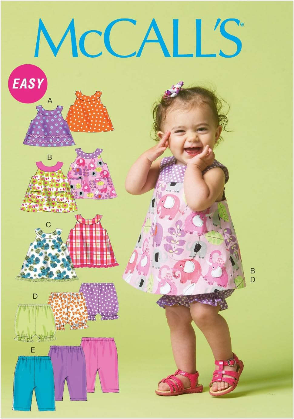 Mccall Pattern Company M6912 Infants Reversible Top Dresses Bloomers and Pants, Size YA5