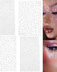 2116 Pcs Self Adhesive Rhinestones for Makeup Eyes Face 6 Sheets Clear Rhinestones Stickers Bling Gems Jewels Stickers for DIY (White)