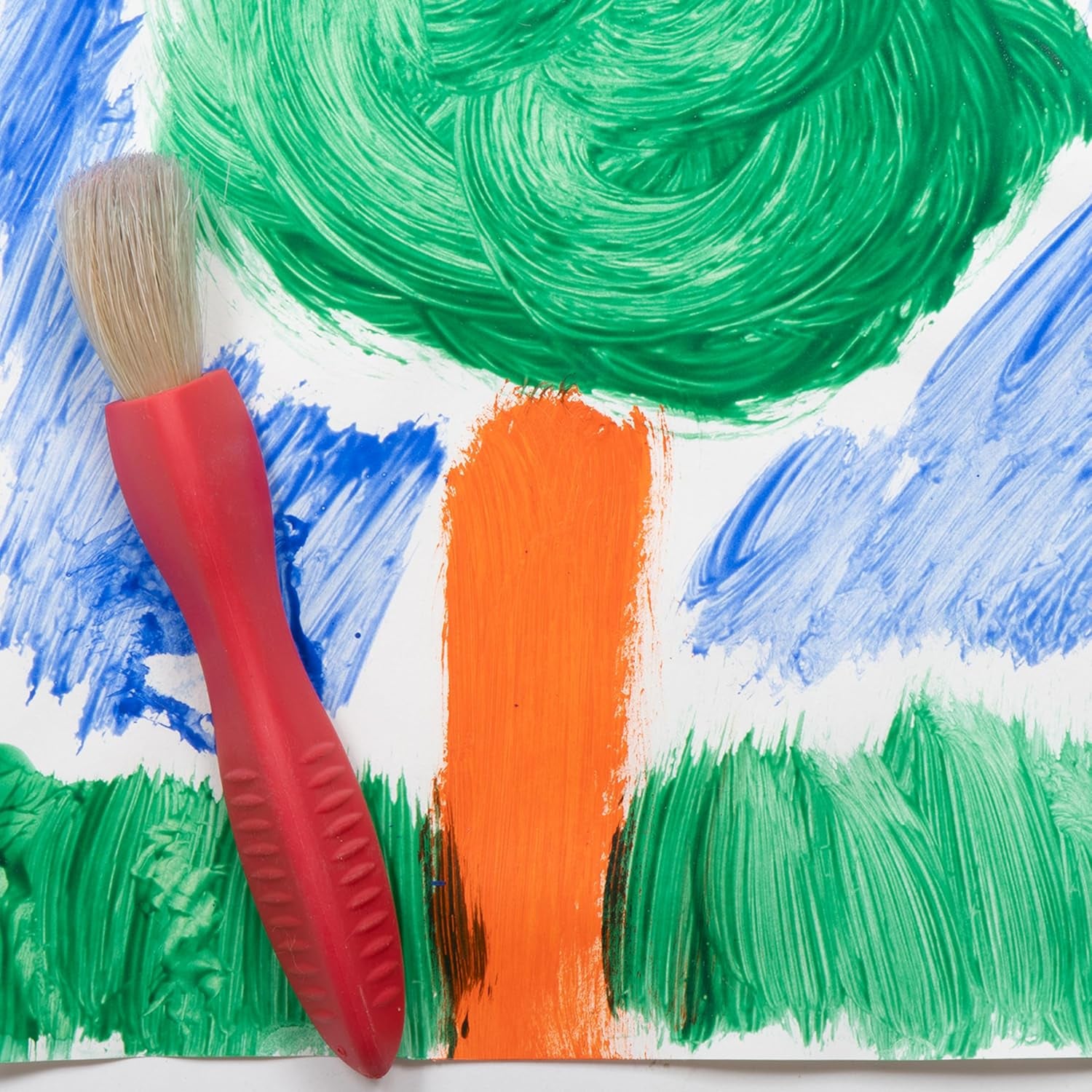 Triangle Grip Paint Brushes - Set of 6 - 1 Size - 18M+ - Easy to Grip Paint Brushes for 2, 3 and 4 Year Olds - Encourage Writing Grip