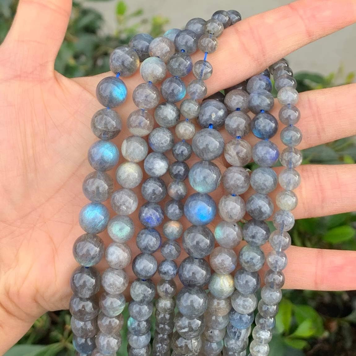 2 Strands  Natural Grade a Blue Flash Labradorite Healing Gemstone 8Mm round Loose Beads Gem Stone Spacer (88-94Pcs) for Jewelry Craft Making GY33-8