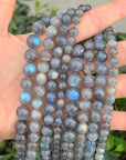 2 Strands  Natural Grade a Blue Flash Labradorite Healing Gemstone 8Mm round Loose Beads Gem Stone Spacer (88-94Pcs) for Jewelry Craft Making GY33-8