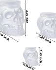 Set of Large + Medium + Small 3D Skull Resin Molds, Flexible Clear Silicone Skull Head Molds, Silicone Molds for Resin, Soap, Clay, Candle Wax Casting, Halloween Home Decoration
