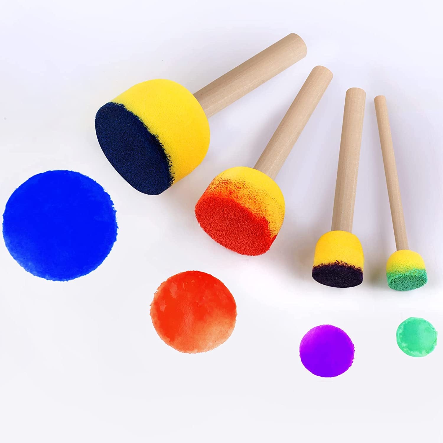 90 Pcs round Sponges Brush Set, round Sponge Brushes for Painting, Paint Sponges for Acrylic Painting, Painting Tools for Kids Arts and Crafts (4 Sizes)