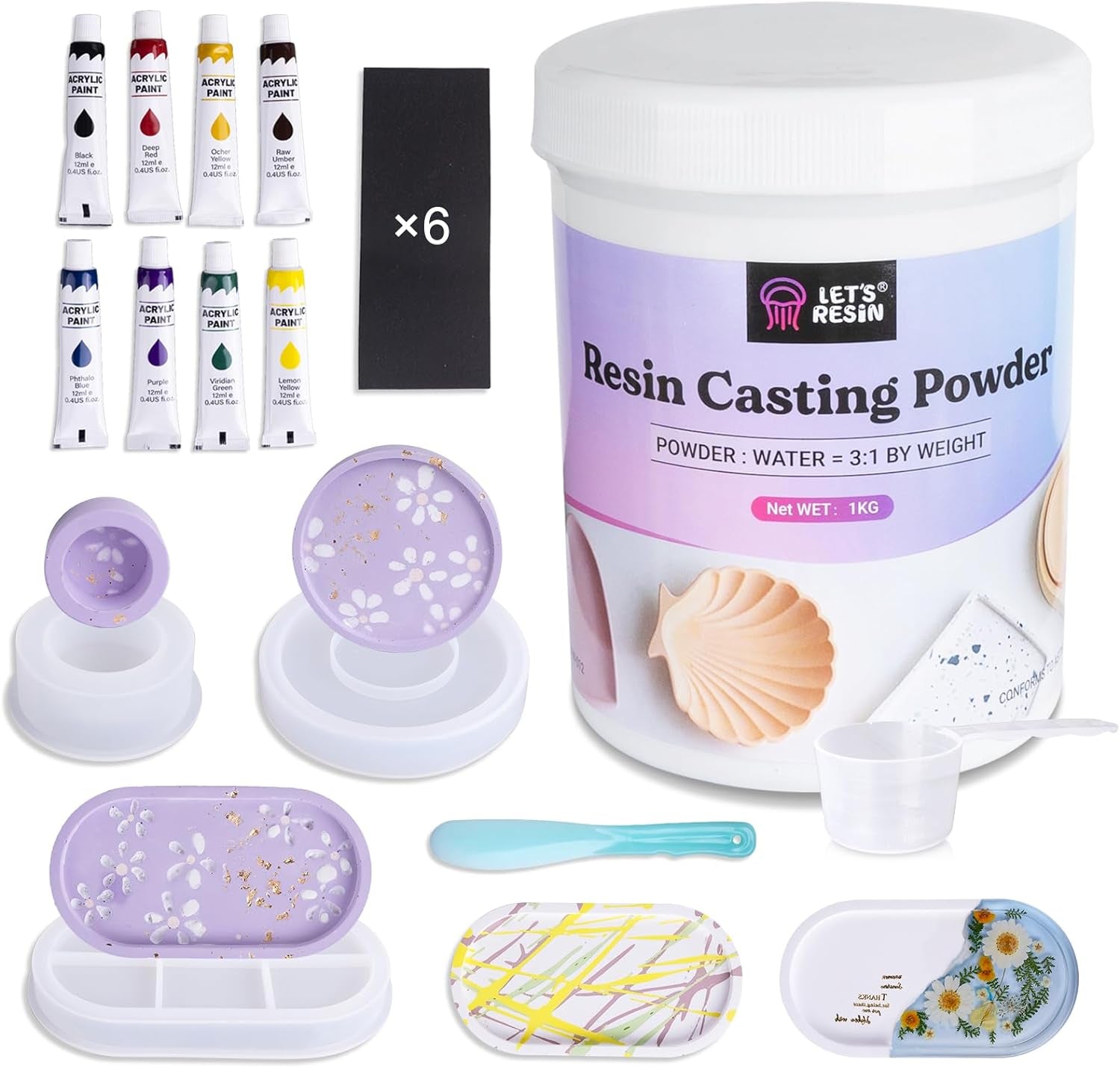 Resin Casting Powders 3000G, Fast Cured Casting Resin Kit for Beginners,20~30 Minutes De-Mold, Water Activated Plaster Powder Casting Kit for Resin Molds, Easy Mixing & Self Leveling