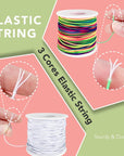 Stretchy Bracelet String, 2 Rolls 1Mm Sturdy Elastic String for Bracelets, Elastic Cord for Jewelry Making, Beading, Necklaces and Crafts