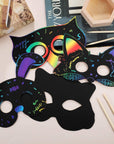 36 Pieces Scratch Paper Animal Masks Rainbow Masks with Elastic Cords and 12 Pieces Wood Stylus for Costume Dress up Parties Decorations and DIY