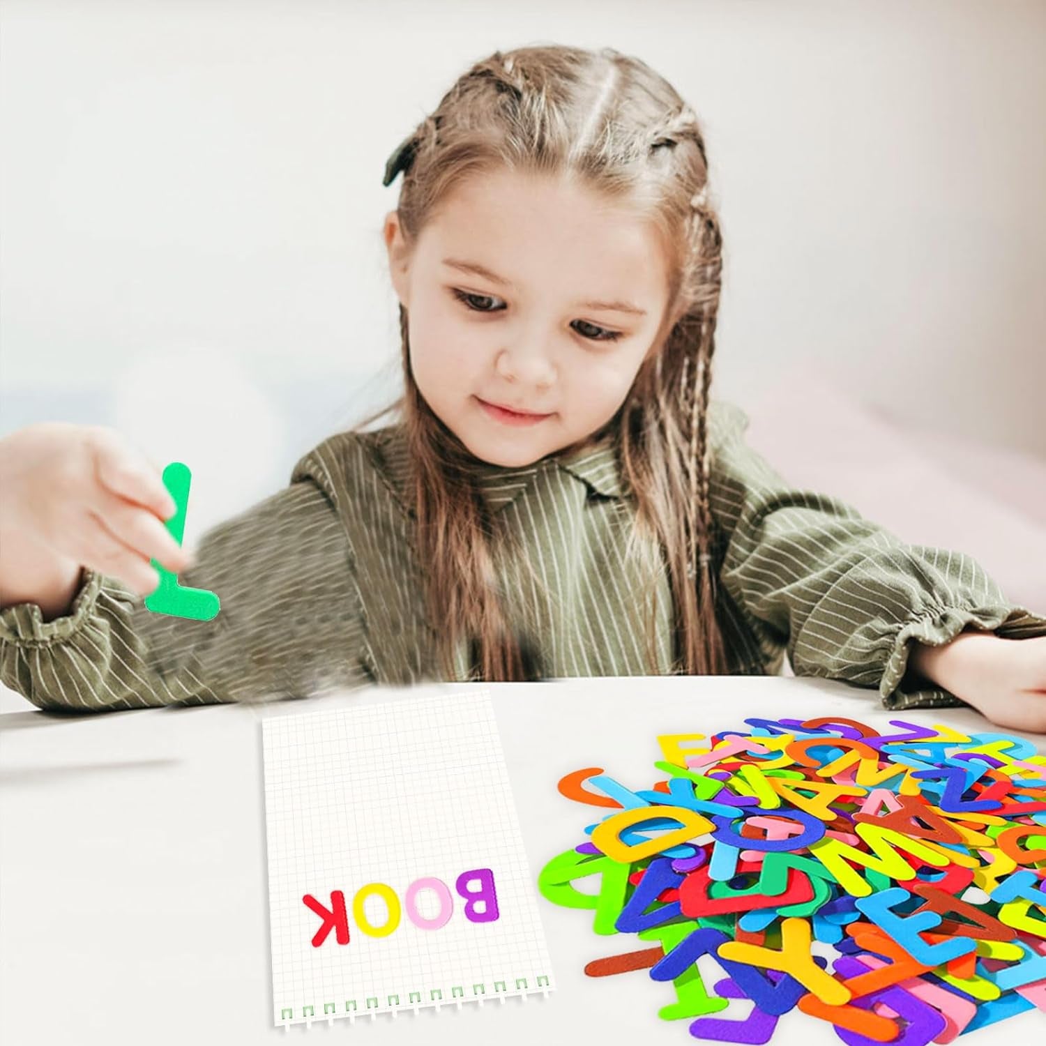 1050Pcs Letter Stickers Foam Letter Stickers,10 Colors Self Adhesive A-Z Alphabet Stickers Craft Supplies Stickers for Kids School Project Party Decorations（1.1X 0.9 In）