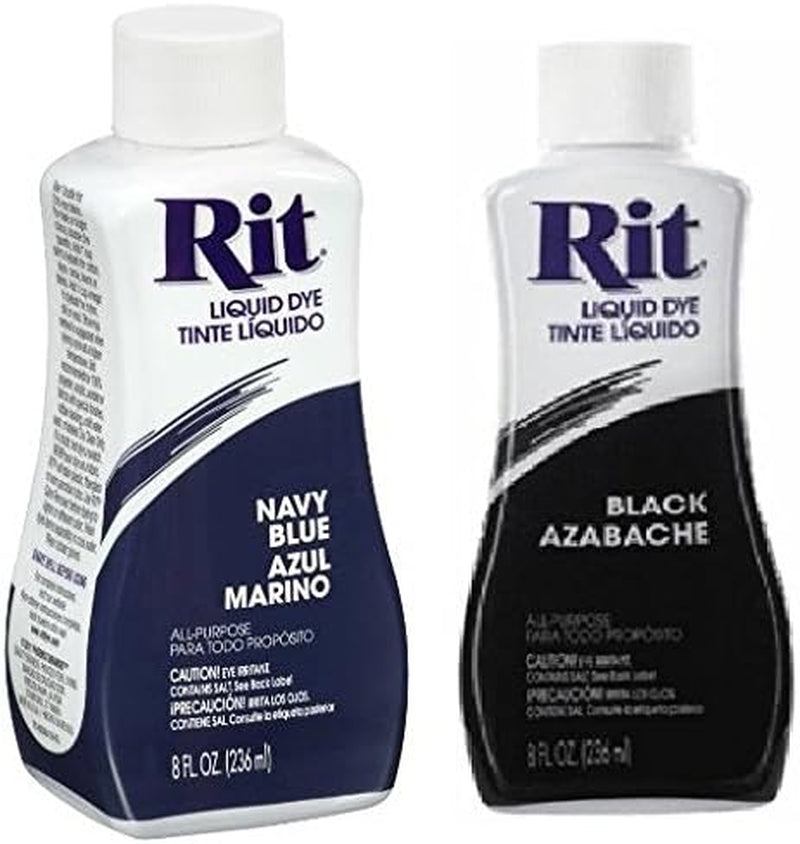 Rit Liquid Dye Black 8 Oz &  Liquid Fabric Dye, 8-Ounce, Navy Blue (1)