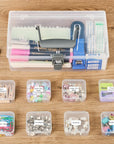 Small Bead Organizers with Handle, 24 Pcs Plastic Storage Cases, Mini Clear Craft Containers with Hinged Lid and Label Small Parts Storage Boxes for DIY Art Craft Accessories
