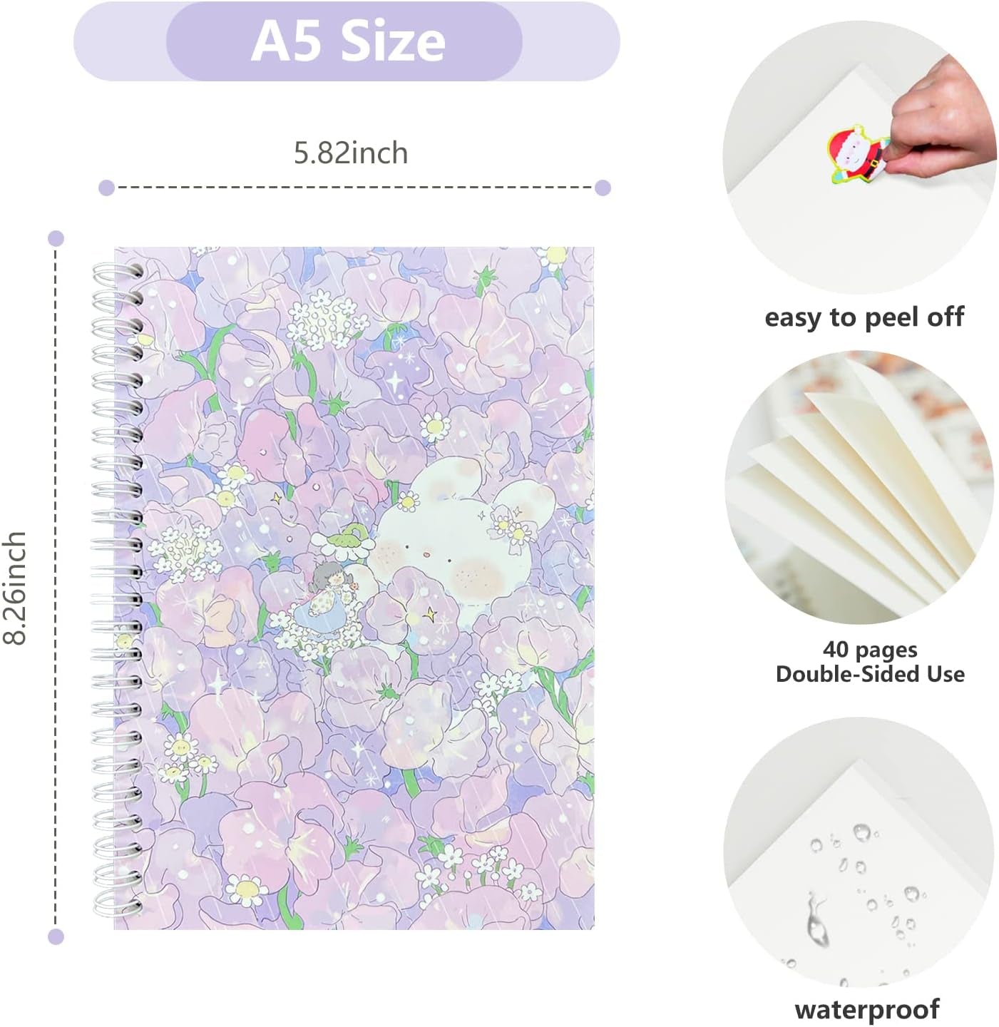 Reusable Sticker Storage Book Collecting Album Blank Stickers Organizer Book A5 Size with 40 Sheets Blank Release Paper for Stickers Holder Collection (PURPLE)