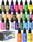 Airbrush Paint Set - 30 Colors Ready to Spray Airbrush Kit with 2 Cleaning Brush, Water Based Acrylic Air Brush Paint for Metal, Plastic Models, Artists - 0.7Fl Oz