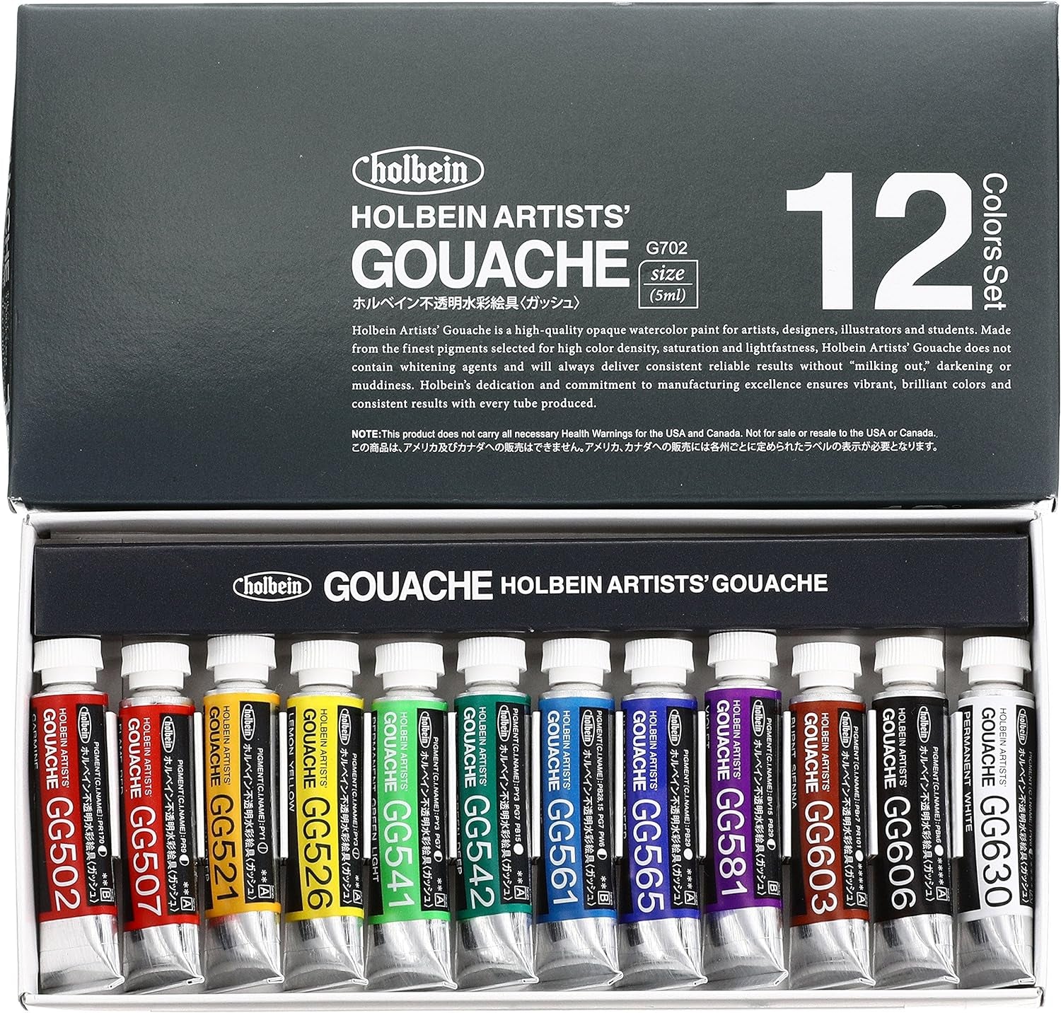 Artists Gouache Set of 12, 5Ml Tubes