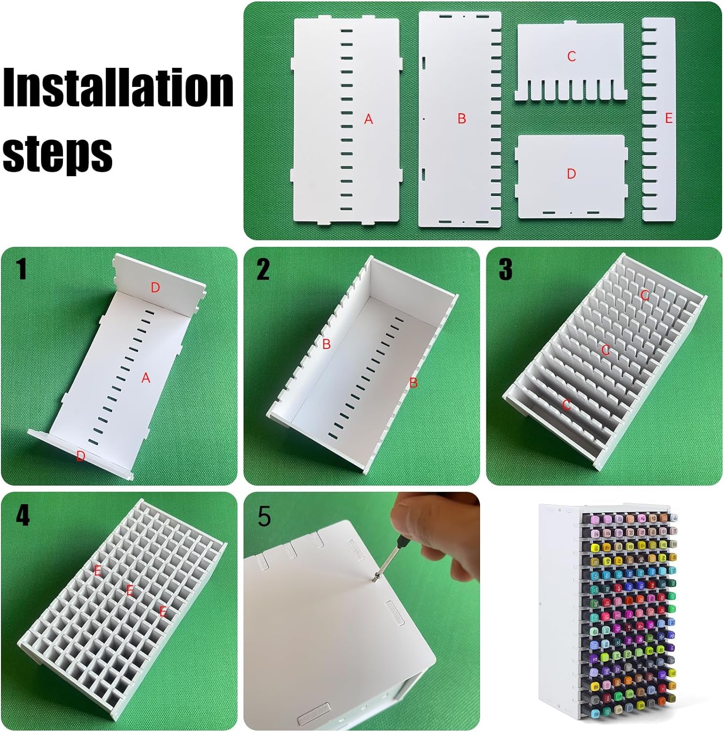 Marker Storage Organizer, Marker Holder Organizer for 120 Markers, Marker Organizer for Desk, Art Marker Storage Rack to Storing Markers, Colored Pens (120 Holes) (Pen Not Included)